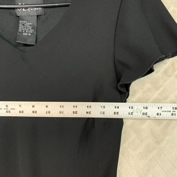 SL Fashions Juniors L Mini Dress Black Knee Length Short Ruffle Sleeve V Neck - Picture 8 of 15